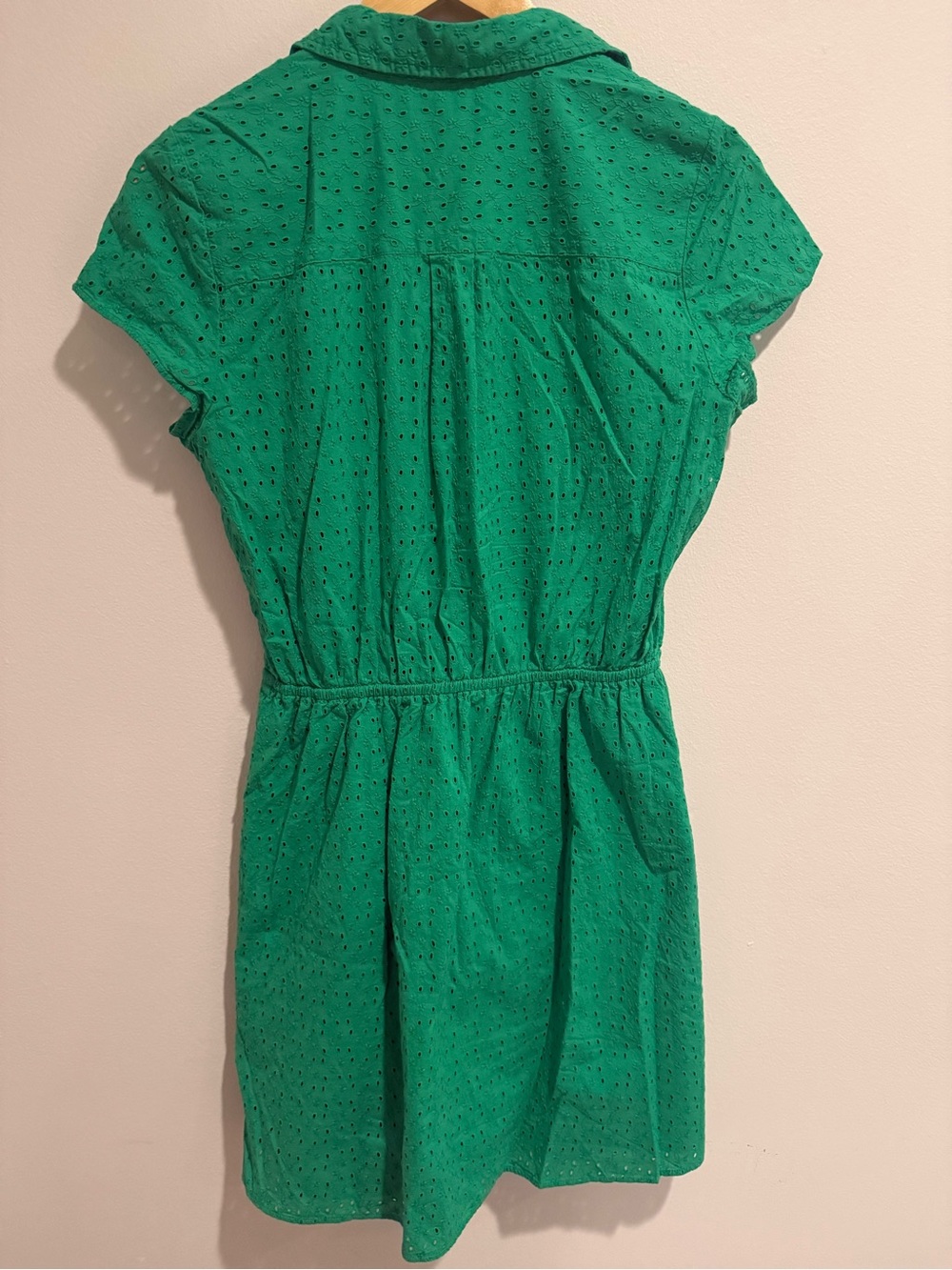 J.Crew Factory Green Eyelet collared tie-front dress Size Small Masters Preppy - Picture 4 of 8